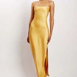 Straight Neck Slip Maxi Dress - Yellow Meshki